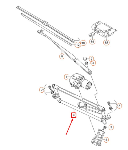 NEW VW JETTA A5 WINDSHIELD WIPER WINDOW LINKAGE ASSEMBLY LHD 5K1955601 ORIGINAL