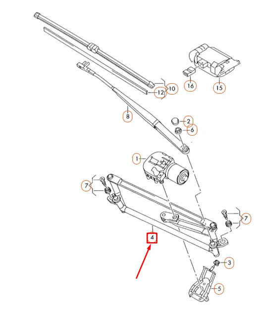 NEW VW JETTA A5 WINDSHIELD WIPER WINDOW LINKAGE ASSEMBLY LHD 5K1955601 ORIGINAL