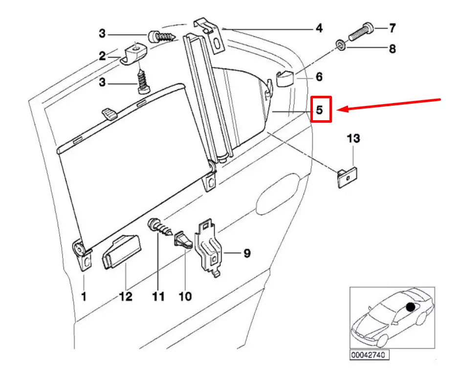 NEW BMW 7 E38 REAR LEFT DOOR SUN BLIND 8150953 51168150953 ORIGINAL