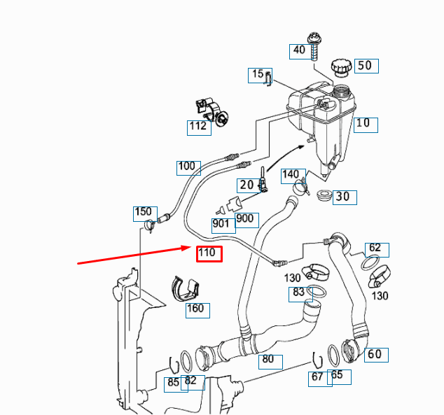 NEW MERCEDES-BENZ SL R230 AMG COOLANT BREATHER PIPE A2305011225 ORIGINAL