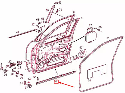 NEW MERCEDES-BENZ E W210 FRONT RIGHT DOOR BOTTOM COVER STRIP A2106907262