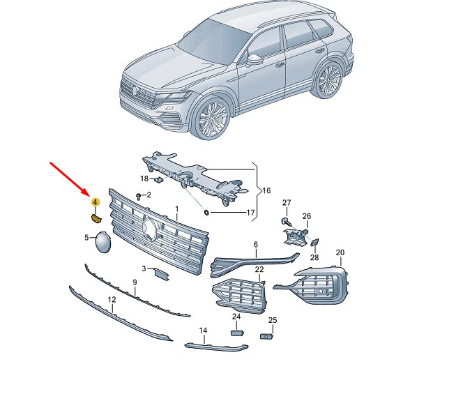 NEW VW TOUAREG CR RADIATOR GRILLE LETTERING 'R-LINE' 760853948CBYY
