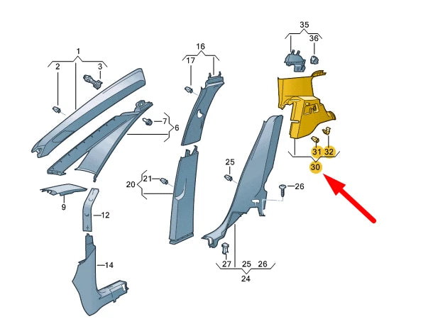 NEW VW ID.3 E11 RIGHT SIDE C-PILLAR UPPER TRIM 10A867288D4PK ORIGINAL