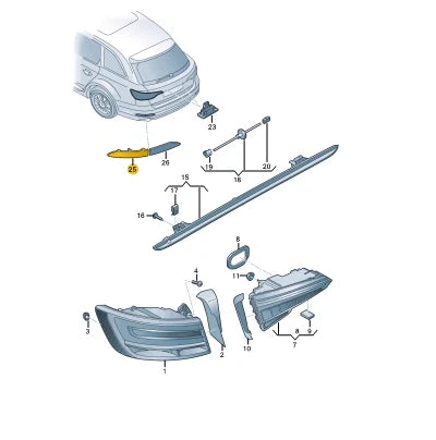 NEW AUDI RS4 AVANT B9 REAR LEFT OUTER BUMPER REFLECTOR 8W0945105G ORIGINAL