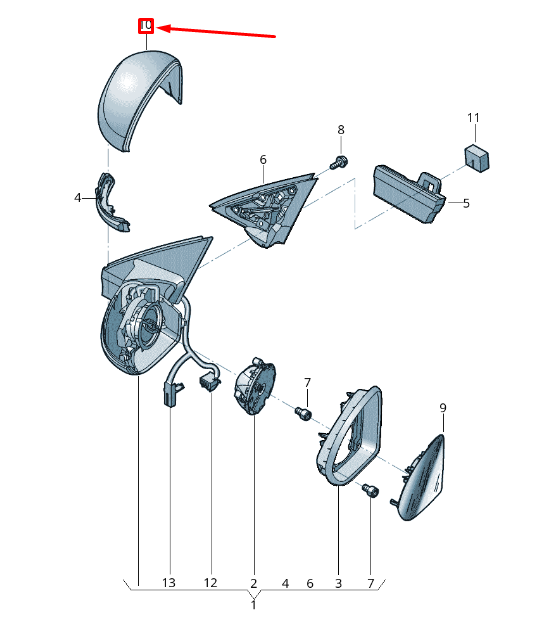 NEW VW JETTA A7 MK7 FRONT LEFT DOOR MIRROR FRAME CAP 17A857537GRU ORIGINAL