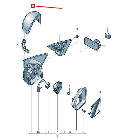 NEW VW JETTA A7 MK7 FRONT LEFT DOOR MIRROR FRAME CAP 17A857537GRU ORIGINAL