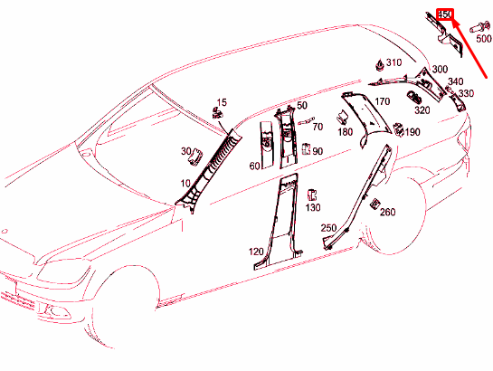 NEW MERCEDES-BENZ C S204 REAR PANEL DOOR LEFT HINGE COVER A2046931733 ORIGINAL