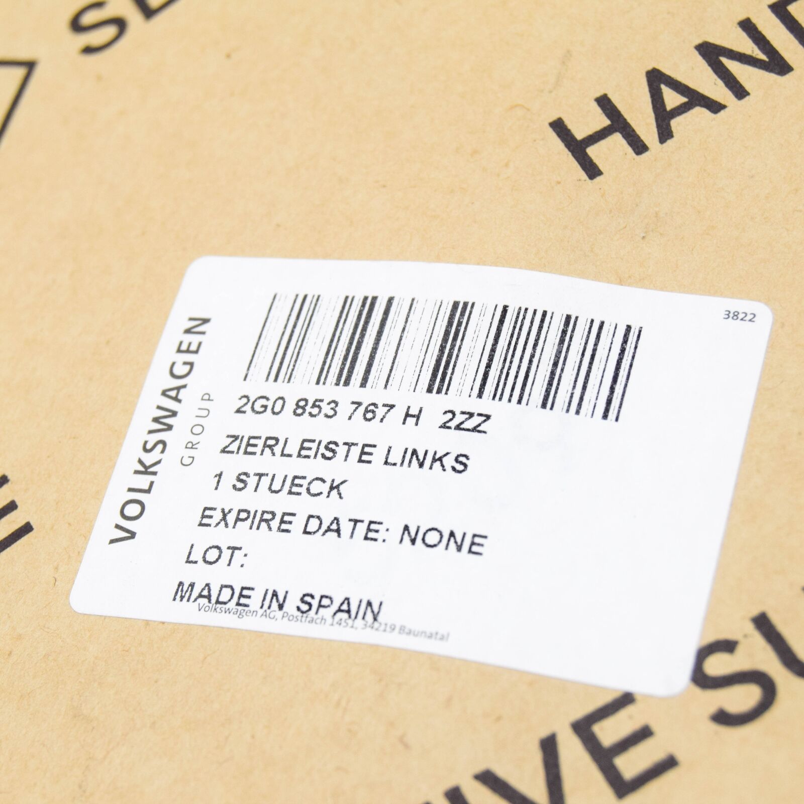 NEW VW POLO AW MK6 RADIATOR GRILLE MOLDING 2G0853767H2ZZ ORIGINAL