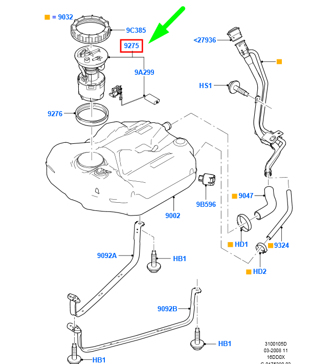 new ford focus mk2 fuel tank sender assy 1447513 3m51-9275-aj original