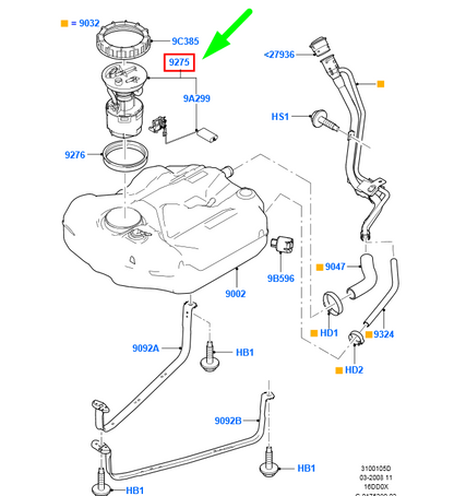 new ford focus mk2 fuel tank sender assy 1447513 3m51-9275-aj original