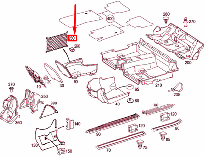 NEW MERCEDES-BENZ E W211 LEG ROOM LUGGAGE NET A21081400077E53 ORIGINAL