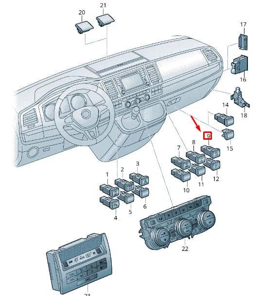 NEW VW TRANSPORTER VI T6 HILL DESCENT ASSIST BUTTON 7E0941435DWHS