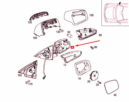 NEW MERCEDES-BENZ C W204 FRONT RIGHT DOOR MIRROR FRAME A2048100276