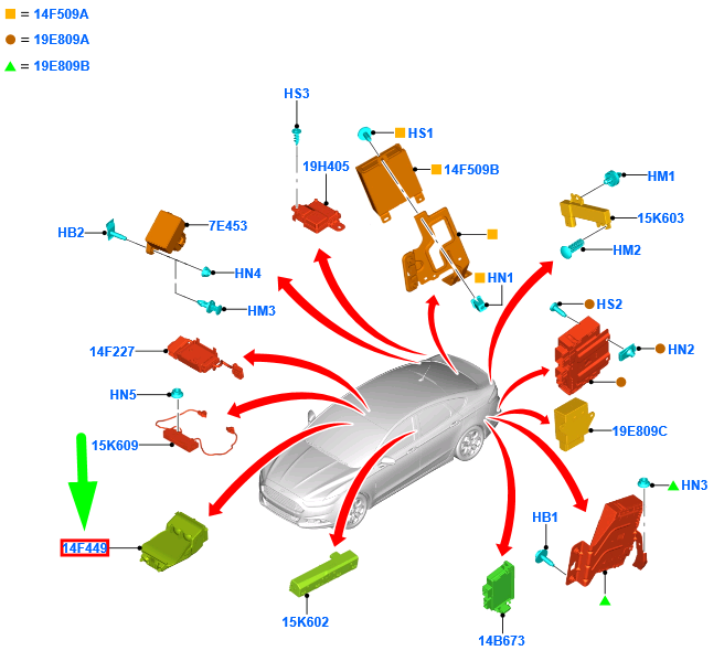 new ford mondeo mk5 collison avoidance sensor dg9t-14f449-ag 1903081 original