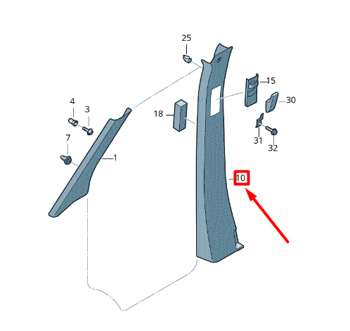 new volkswagen crafter 2f mk1 front right b-pillar trim 2e0867286bc original