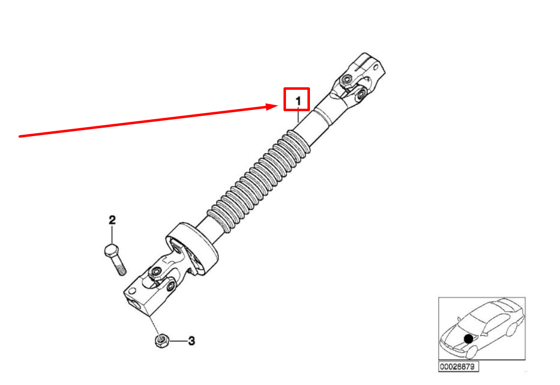 new bmw z3 coupe e36 lower steering shaft with joint 32311092644 1092644