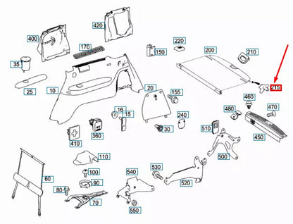 NEW MB GL X164 REAR PARCEL SHELF LEFT LOCKING PIN A16481201017E94 ORIGINAL