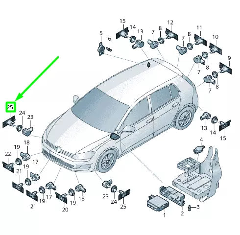 NEW VW GOLF 5G MK7 FRONT BUMPER PARKING SENSOR BRACKET SET 5G0998399GRU ORIGINAL