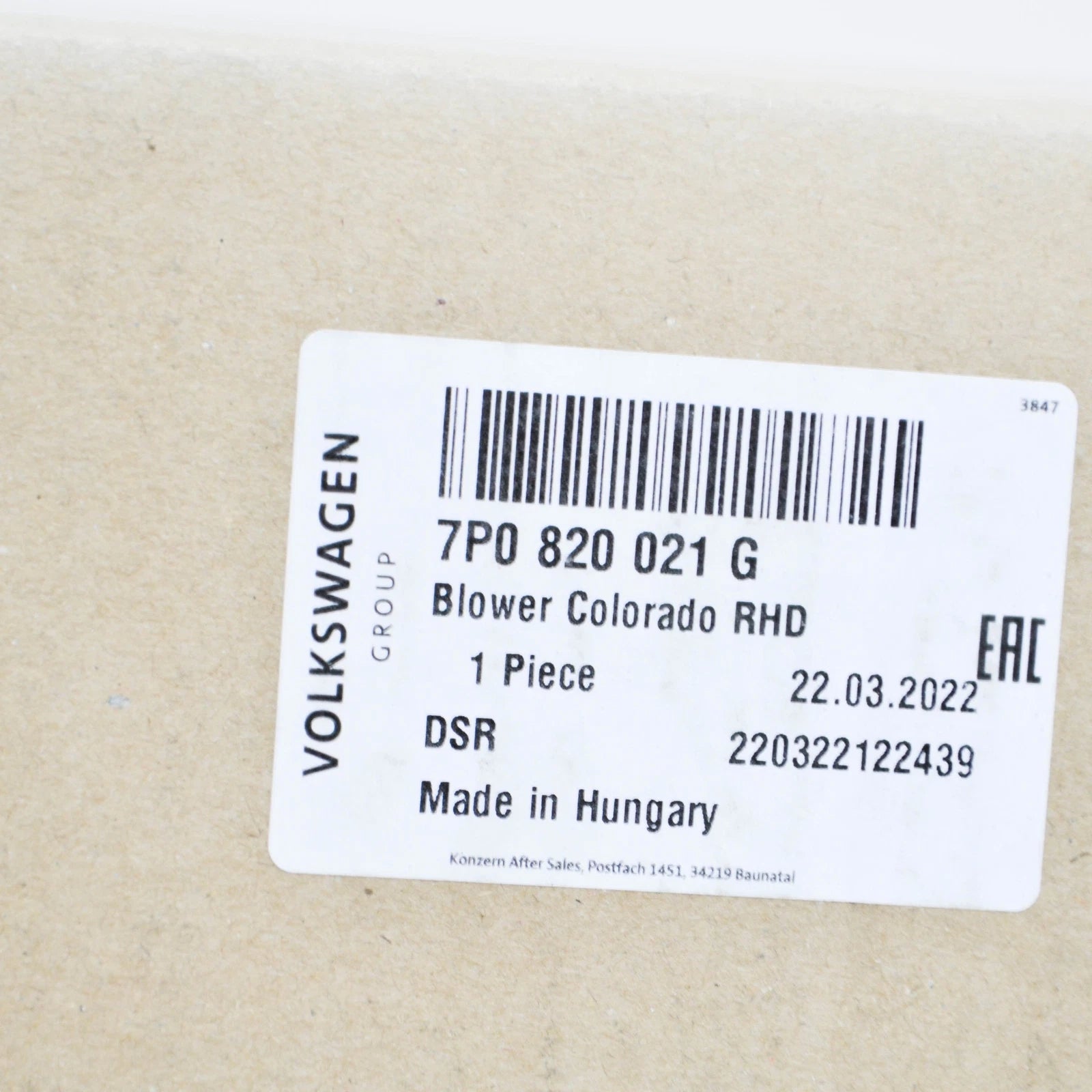 NEW VW TOUAREG 7P HEATER BLOWER FAN RHD 7P0820021G ORIGINAL