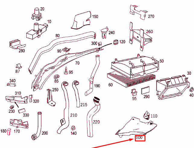 NEW MERCEDES-BENZ C W203 AIR DUCT COVER LHD A2038301513 ORIGINAL