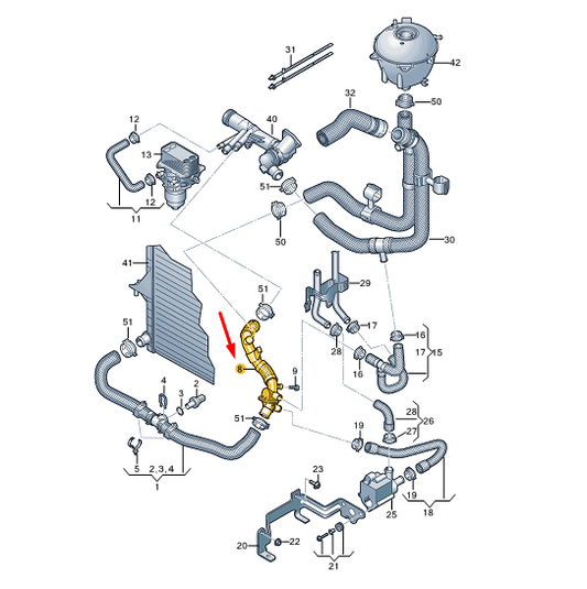 NEW VW TRANSPORTER VI T6 COOLANT HOSE 7E0122058N ORIGINAL