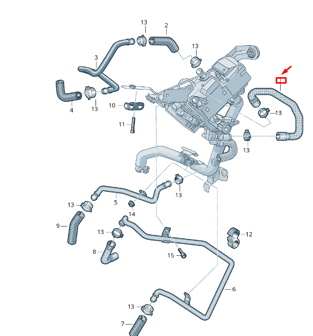 NEW VW TOUAREG 7P MK2 FEED COOLANT HOSE PIPE 7P0815374 ORIGINAL