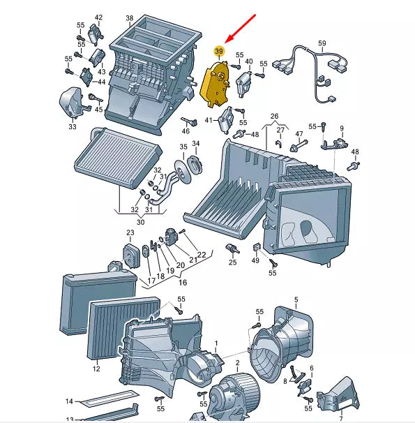 NEW VW TRANSPORTER T6 AIR DISTRIBUTION HOUSING ADJUSTER LHD 7E5898141