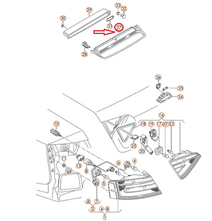 NEW AUDI A5 CONVERTIBLE 8F7 REAR THIRD BRAKE STOP LIGHT 8F0945097 ORIGINAL
