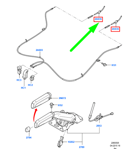 new ford focus mk2 rear handbrake cable 1525806 3m51-2a635-bb original