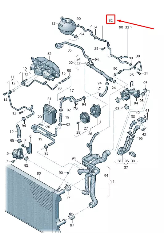NEW AUDI A1 MK1 ENGINE COOLANT HOSE 6R0122447BA