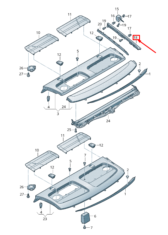 new audi a5 8t rear left luggage compartment guide rail 8t0864305ep5 original