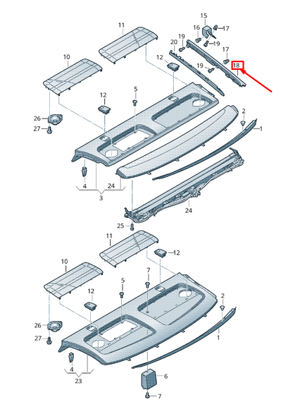 new audi a5 8t rear left luggage compartment guide rail 8t0864305ep5 original