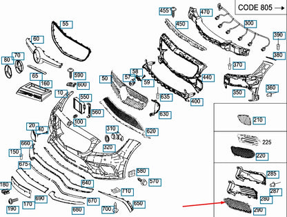NEW MB CLS C218 FRONT AMG BUMPER RIGHT LOWER GRILLE A2188852622 2015 ORIGINAL