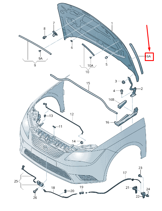 new seat leon 5f left side bonnet seal 5f0823711a original