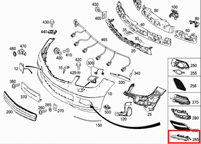 NEW MB C W204 AMG FRONT BUMPER LEFT DRL LIGHT TRIM A2048853174 ORIGINAL