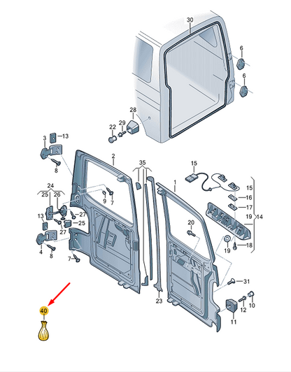 NEW VW TRANSPORTER T6 REAR RIGHT WING DOOR ATTACHMENT PARTS 7E0898212A ORIGINAL