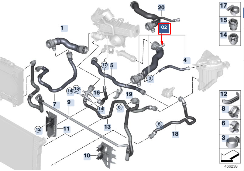 new bmw 5 f10 left radiator coolant hose pipe 17127800099 2015 original