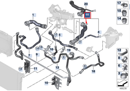 new bmw 5 f10 left radiator coolant hose pipe 17127800099 2015 original