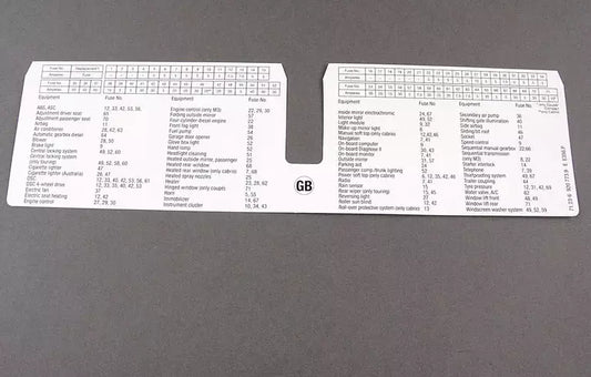 NEW BMW 3 E46 FRONT FUSE GROUPING STICK-ON LABEL 71236920773 6920773 ORIGINAL