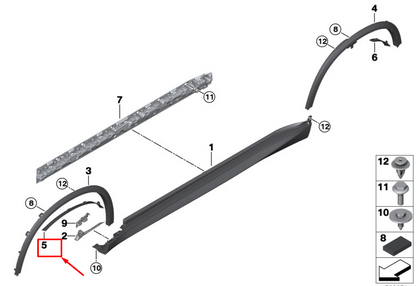 new bmw x5 g05 front left wheel arch flaring 51777489017 original