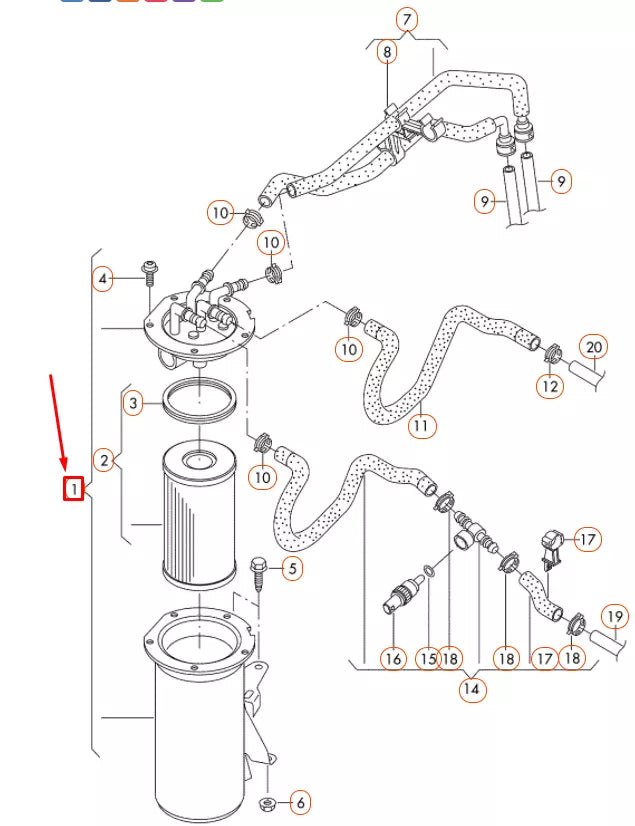 NEW VOLKSWAGEN JETTA A6 FUEL FILTER WITH FLANGE 1K0127400F ORIGINAL