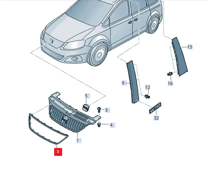 NEW SEAT ALHAMBRA MK2 FRONT RADIATOR GRILLE TRIM 7N58537612ZZ ORIGINAL