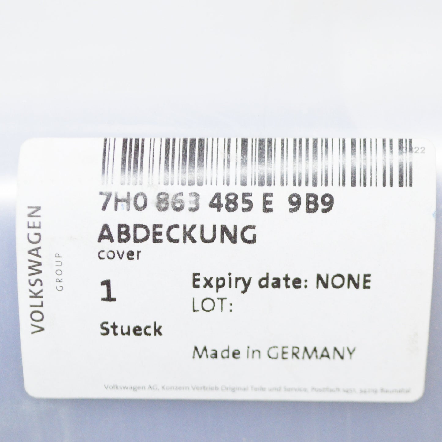 NEW VW TRANSPORTER T5 REAR LOCK CARRIER COVER 7H0863485E9B9 ORIGINAL