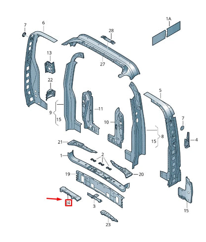 NEW VW TRANSPORTER VI T6 REAR PANEL RIGHT CLOSING ELEMENT 7E0864650 ORIGINAL