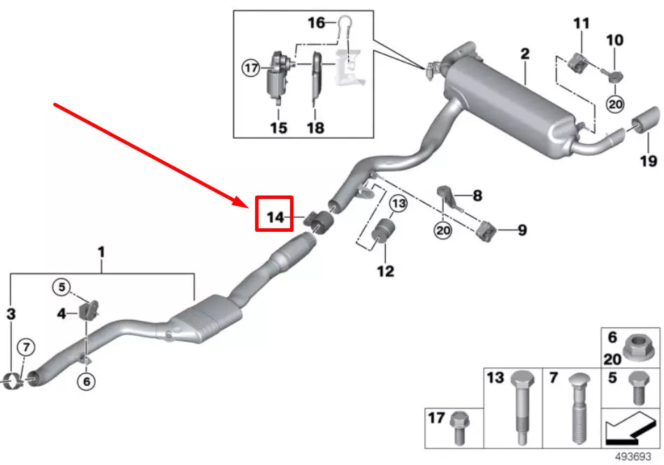 NEW BMW 3 G20, G28 EXHAUST MUFFLER CLAMP 18307560782 7560782 ORIGINAL