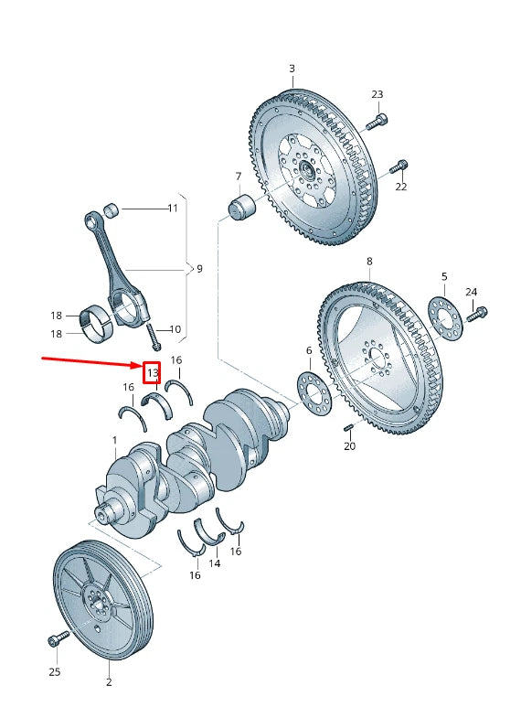 NEW AUDI A6 C6 UPPER ENGINE CRANKSHAFT MAIN BEARING 079105561AJROT