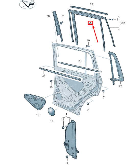 new volkswagen tiguan ad1 rear left door rubber seal 5nn8394315ap original