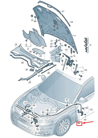 NEW AUDI A8 4N LID LOCK CABLE GRIP 4N1823533C1LX