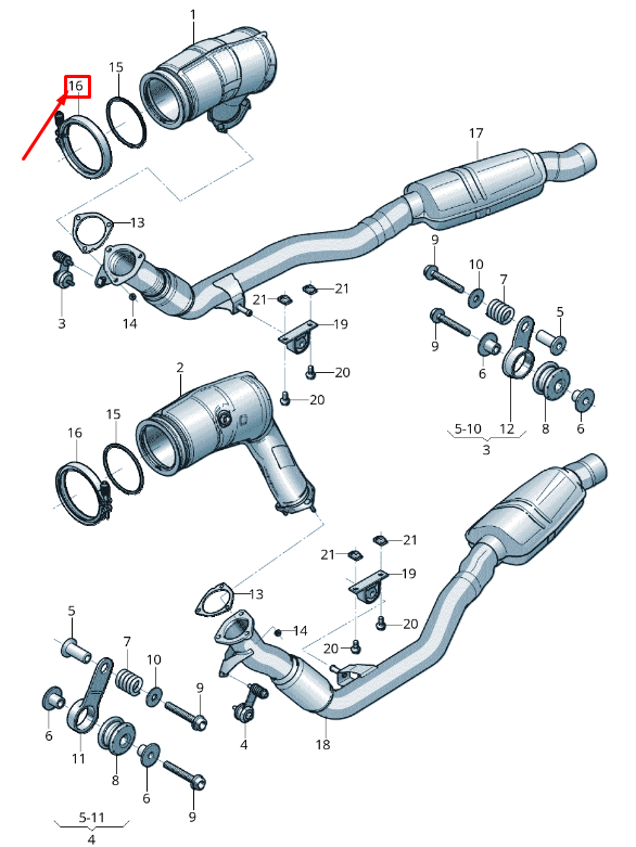 NEW AUDI Q8 EXHAUST CATALYTIC CONVERTER CLAMP 8W0253725D ORIGINAL