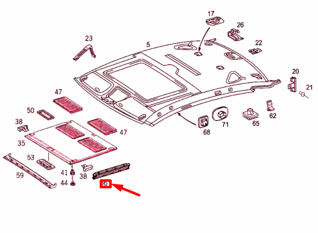 NEW MERCEDES-BENZ E W210 HEADLINER RIGHT LATERAL ROOF TRIM A2107800440 ORIGINAL